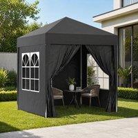 STILVORA Pop-Up Gazebo 2 x 2 m with Sidewalls in Black
