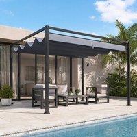 STILVORA Pergola 3 x 2 m with Retractable Canopy in Grey