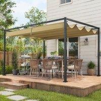 STILVORA Retractable Pergola with UV-Resistant Canopy in Beige