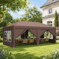 STILVORA Pop Up Gazebo 3 x 6 m with Side Walls & Windows in Brown
