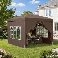 STILVORA Pop-Up Gazebo 3 x 3 m with Removable Walls in Coffee in Brown