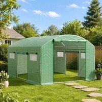 STILVORA Walk-In Greenhouse with 3 Doors & 6 Windows in Green