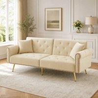 STILVORA 2-Seater Sofa Bed with Adjustable Backrest in Beige
