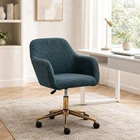 STILVORA Adjustable Swivel Office Chair with Gold Base in Green in Teal