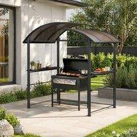 STILVORA BBQ Gazebo with 2 Side Shelves in Dark Grey