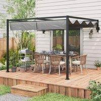 STILVORA Lean-To Pergola 3 x 4 m with Retractable Canopy in Grey