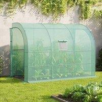 STILVORA Walk-In Lean-To Greenhouse with Shelves & Zipped Doors in Green