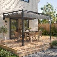 STILVORA Pergola 2 x 3 m with Retractable Fabric Roof in Grey