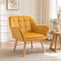 STILVORA Armchair with Velvet Upholstery in Yellow