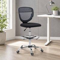 STILVORA Draughtsman Chair with Adjustable Foot Ring, Grey Mesh