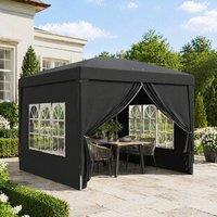 STILVORA Pop-Up Gazebo 3 x 3 m with Removable Walls in Black