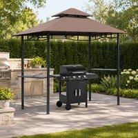 STILVORA BBQ Gazebo with 2 Side Shelves Brown