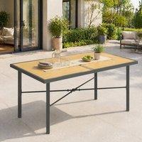 STILVORA Outdoor Dining Table 150 cm with Umbrella Hole in Natural