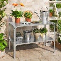 STILVORA Garden Potting Bench 110 cm 2 Tier Steel in Silver