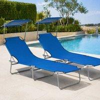 STILVORA Sun Lounger with Adjustable Canopy in Blue