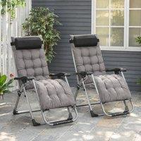 STILVORA 2 Piece Sun Lounger Set with Reclining Backrest in Grey