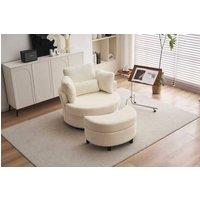 STILVORA Swivel Armchair with Ottoman, Cream