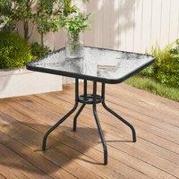STILVORA Garden Dining Table with Umbrella Hole Black