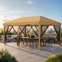 STILVORA Pop Up Gazebo 2.95 x 5.85m with Mesh Walls in Beige