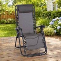 STILVORA Sun Lounger Recliner with Folding Metal Frame in Grey