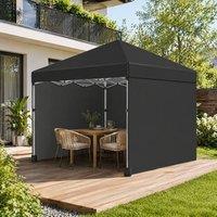STILVORA Pop-Up Gazebo 3 x 3m with 2 Sidewalls Black