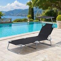 STILVORA Sun Lounger with Adjustable Canopy in Black