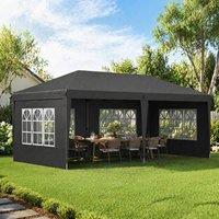 STILVORA Pop-Up Gazebo 3 x 6 m with Removable Walls in Black