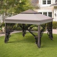 STILVORA Gazebo with Net Curtains & Double Roof in Grey