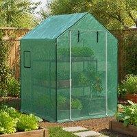 STILVORA Greenhouse Cover Replacement with Roll-up Door & Windows in Green