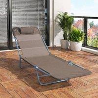 STILVORA Folding Sun Lounger with Adjustable Back in Brown