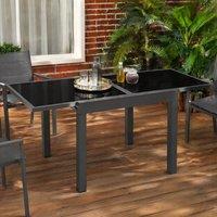 STILVORA Outdoor Dining Table 160 cm Extendable Black
