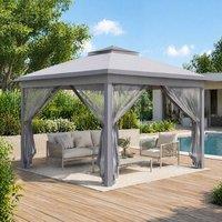 STILVORA Pop-Up Gazebo 3.3 m with Mesh Sidewalls in Grey
