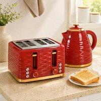 STILVORA Kettle & Toaster Set 1.7L 4 Slice in Red