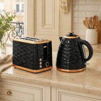 STILVORA Toaster & Kettle Set 1.7L with 2-Slice Toaster in Black