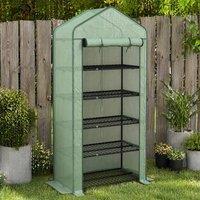 STILVORA 5 Tier Mini Greenhouse with Roll-Up Door in Green