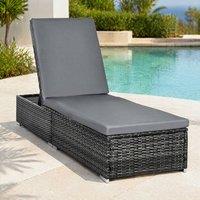 STILVORA Sun Lounger with Cushion & Adjustable Back Grey