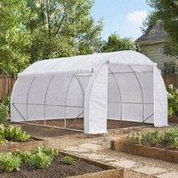STILVORA Walk-in Greenhouse with Roll-up Sides & 8 Windows in White