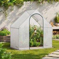 STILVORA Walk-In Greenhouse 180 cm with Roll-Up Door in White