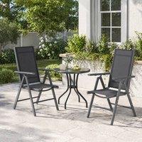 STILVORA Set of 2 Folding Garden Chairs with Armrests in Grey
