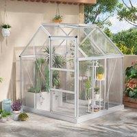 STILVORA Walk-In Greenhouse 190 x 193 cm with Sliding Door in Silver
