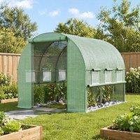 STILVORA Walk-In Polytunnel Greenhouse with Roll-Up Doors in Green