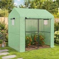 STILVORA Walk-in Greenhouse 200 x 140 cm with 2 Rooms in Green