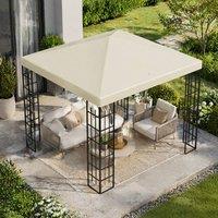 STILVORA Gazebo Roof Replacement 3 x 3 m with Hook & Loop Fasteners in Cream