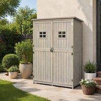 STILVORA Garden Storage Cabinet with Shelves & Double Doors in Grey