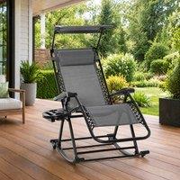 STILVORA Rocking Sun Lounger Adjustable with Canopy in Grey