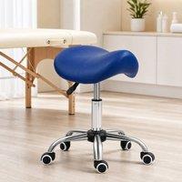 STILVORA Adjustable Salon Stool with Wheels in Blue