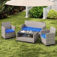 STILVORA 3 Piece Outdoor Seat Cushion Set in Blue