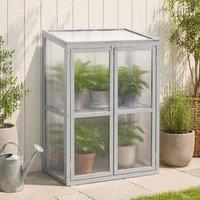 STILVORA Mini Greenhouse with Adjustable Shelf in Light Grey
