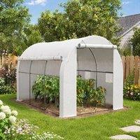 STILVORA Walk-in Greenhouse 296 x 196 cm with Roll-Up Sides in White
