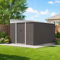 STILVORA Garden Shed with Double Sliding Doors in Grey